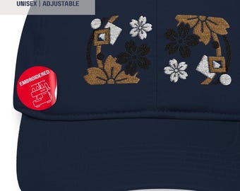 Japan Cherry Blossom Hat | Embroidered | Organic Cotton Cap | Authentic Japanese Flower Art | Hand Draw