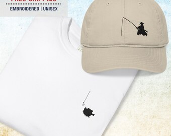 Fishing Shirt | Blowfish | Heavyweight fabric Relaxed fit Cotton T-shirts | Embroidered | Hand Drawn