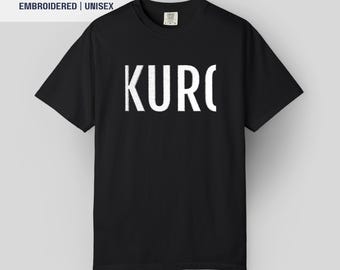 Camiseta KURO negra de algodón bordada / Estilo vintage, corte relajado