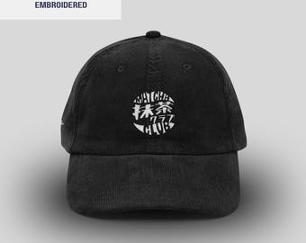 Matcha Club Embroidered Retro Hat | Vintage Corduroy Cap| Old Style Logo | Hand Drawing