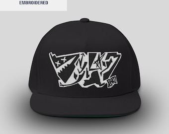 Brooklyn in Japanese lettering Graffiti Snapback Cap | Embroidered | Flat Bill Hat | Streetwear