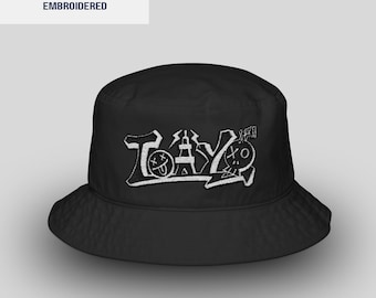 Tokyo Graffiti Bucket Hat | Embroidered | Streetwear | 100% Cotton