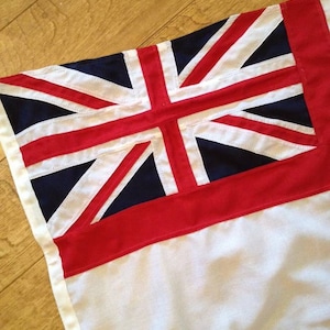2.5 yarder White ensign sewn FLAG, fully stitched, canvas rope and toggle
