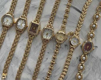 Gold Women’s Bracelet Watch, Minimalist Chain , Quartz Watch, Gift for Her