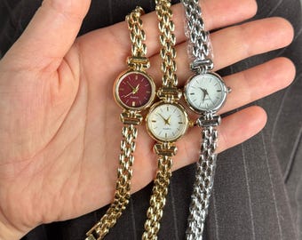 Small Round Women’s Steel Bracelet Watch, Quartz Everyday Watch, Gift for Her