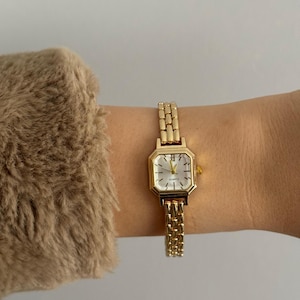 Octagon Women’s Watch: Gold or Two Tone Bracelet, Quartz, Minimalist Watch, Mother's Day Gift