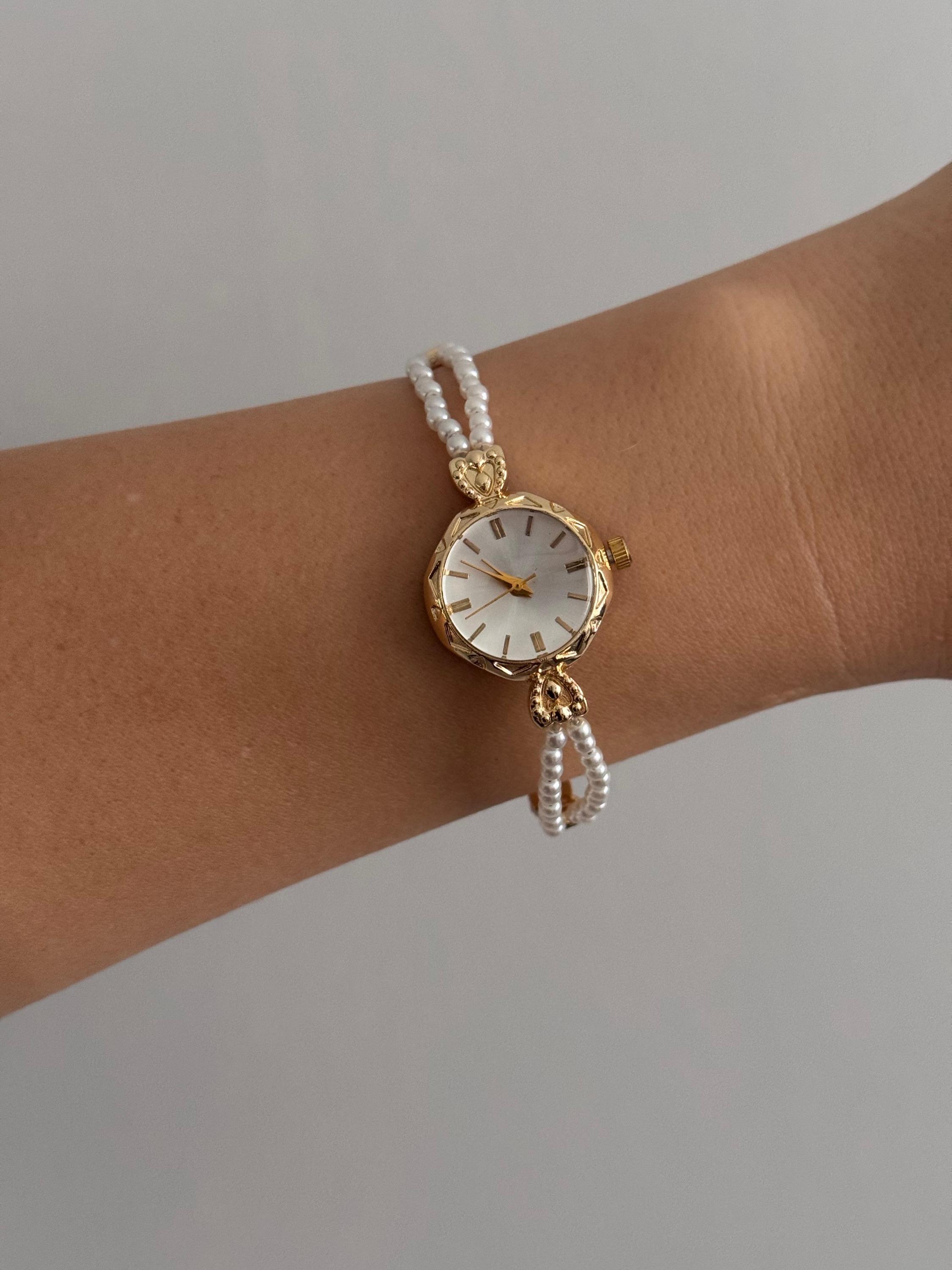 Gold-Tone Pearl Accent Women\'s Bracelet Watch Jessica Simpson Ladies 34mm Gold Tone Crystal Accent Mother  main image 3