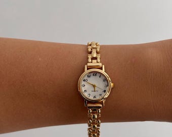 Gold Women’s Bracelet Watch, Small Dial Quartz, Minimalist Style,Mother's Day Gift