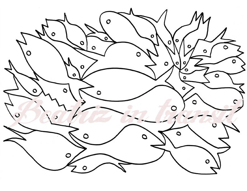 Fishes Printable Coloring pages / Instant download / | Etsy