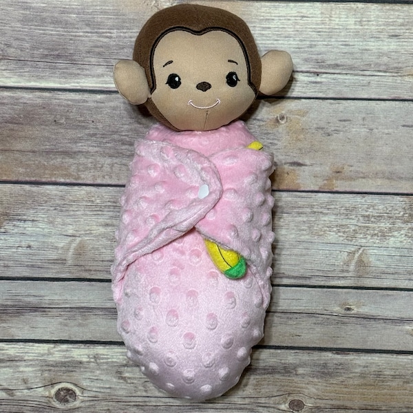 Handmade Stuffed Monkey Doll Set: Blanket, Banana Toy Included - Cute Kids' Plushie