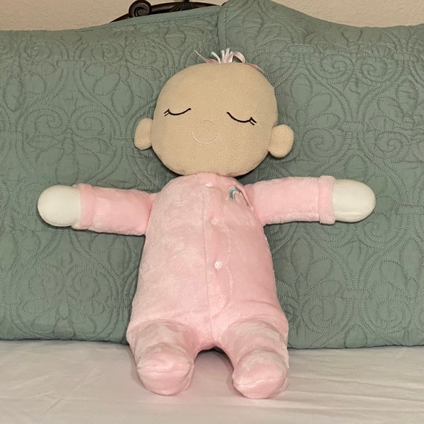 Sweet Baby Girl Doll in Soft Pink Minky PJs - Moveable Head, Safe for Kids 3 Years and Older - 20 Inches Tall