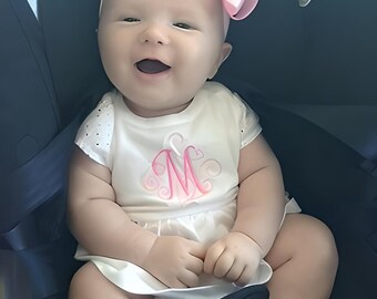White Eyelet Skirted Romper, Toddler Bodysuit, Customizable Monogram, 18 Months