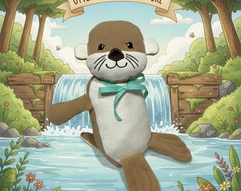 Handmade Otter Plushie: Handmade Doll, Soft Cuddly Toy, 16-Inch Tall