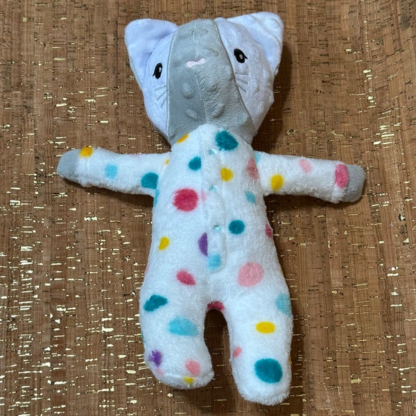 Adorable Kitty Plush in Polka Dot Pajamas - Handcrafted Stuffed Animal Nap Time Buddy - Soft Plush Toy for Soothing Cuddles