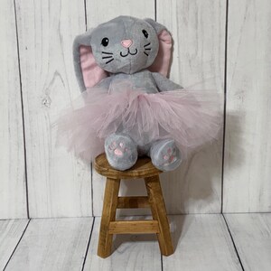 Gray Bunny Plushie: Handmade Minky Bunny Doll with Pink Tutu