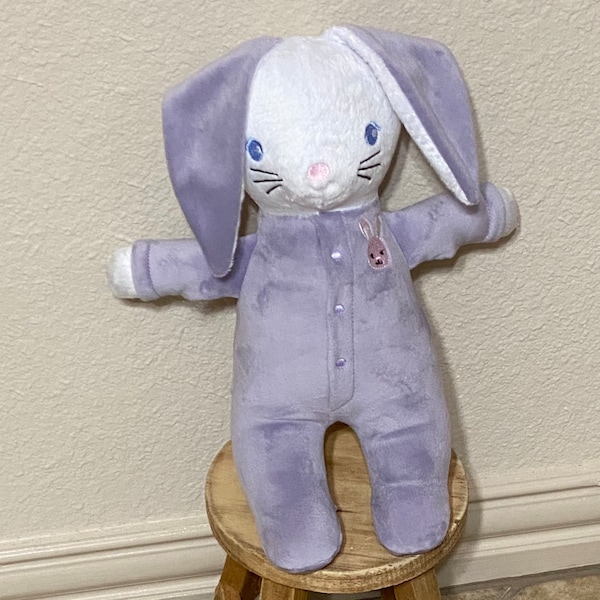 Cuddly Lavender Bunny Plush - Handcrafted Stuffed Animal in Pajamas - Whimsical Gift for Kids - Perfect for Bedtime Comfort