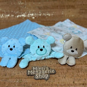 Teddy Bear Lovey Blanket: Soft Minky & Flannel Baby Security Blanket