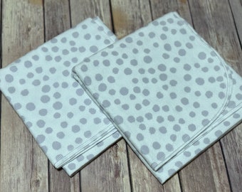 Soft Gray Dots Baby Flannel Receiving Blanket | Cuddly Car Seat or Stroller Blanket | Soft and Stylish Baby Essentials | Set of 2