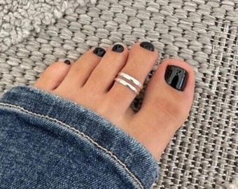 Dainty Double Band Sterling Silver Toe Ring – Adjustable Minimalist Jewelry