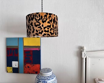 Small Leopard Print Drum Shade Pendant Light