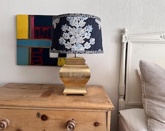 Vintage Brass 4 Sided Lamp with Fabric Shade