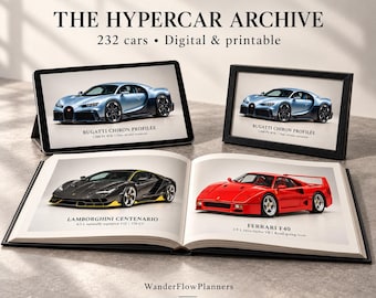Supercar- und Hypercar-Buch (PDF): 232 Autos, druckbare Auto-Wandbilder