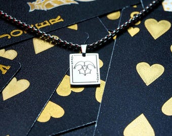 Joker necklace, playing card pendant, poker playing card pendant, stainless steel chain