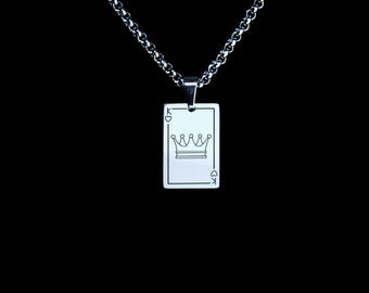 Necklace pendant King, Queen, Ace, poker game, playing card, charm