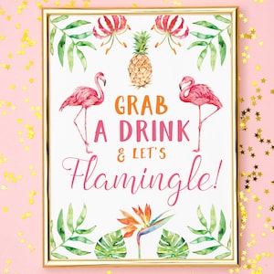 Flamingo Party Sign Digital Download Flamingle image 1