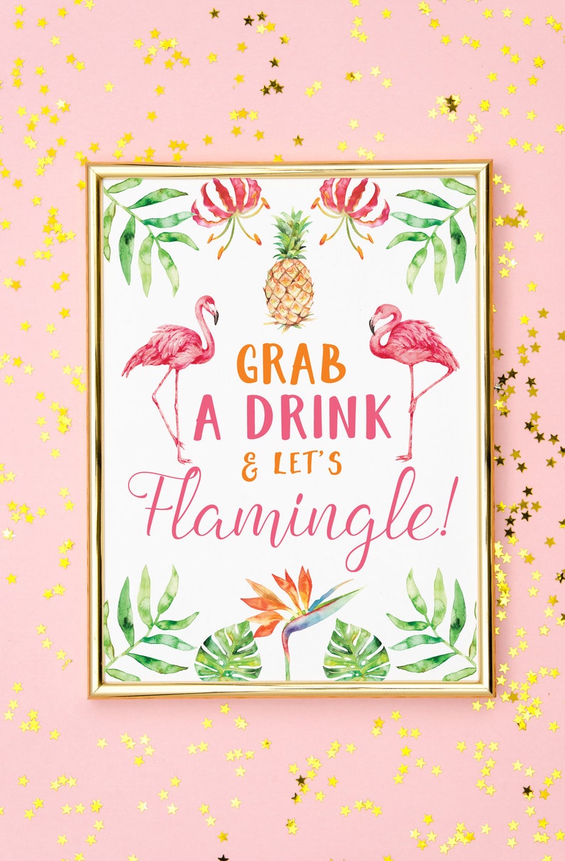 Flamingo Party Sign Digital Download Flamingle image 1
