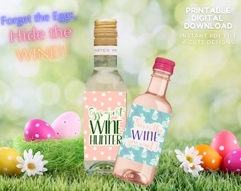 Adult Egg Hunt Mini Wine Bottle Labels