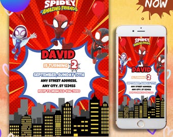 Spidey Invitation, Spidey And His Amazing Friends Birthday Invitation, Spidey And Friends Boy Invite, Digital template, Instant download