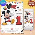 Editable Mickey Mouse Birthday Invitation, Printable Invitation Mickey, 1st birthday Micky Invite, Birthday Boy Invitation 1st, Mickey Mouse