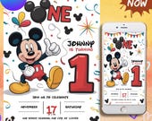 Editable Mickey Mouse Birthday Invitation, Printable Invitation Mickey, 1st birthday Micky Invite, Birthday Boy Invitation 1st, Mickey Mouse