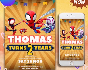 Editable Spidey And His Amazing Friends Birthday Invitation | Template Printable Party Invitations | Digital Kids Invite | Instant Download