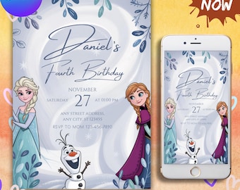 FROZEN Invitation Elsa Birthday Invitation Winter Snow Birthday Printable,Editable Instant Download Canva Template Frozen Invite