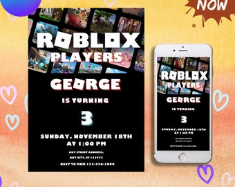 Editable Roblox Birthday Invitation Template, Game Party Invite for Boys, Kids Gaming Theme, Roblox Boys, Canva Template, Instant Download