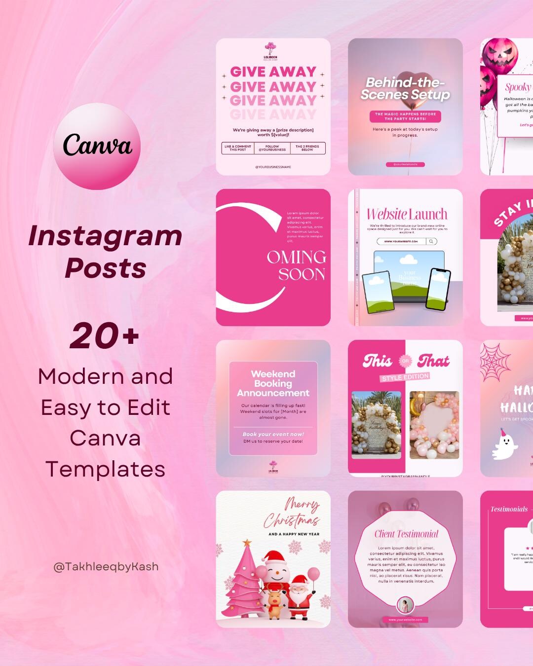 Balloon Business Social Media Editable Post Design | Pink Instagram ...