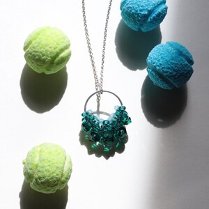 Emerald Green Pendant Necklace made with Swarovski Crystals on Sterling Silver Chain, Beaded Drop Necklace, Open Circle Necklace
