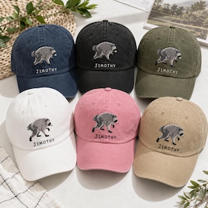 Cappello ricamato con Jimothy il procione, divertente berretto da baseball lavato con il procione di Seattle, regalo virale per gli amanti dei procioni