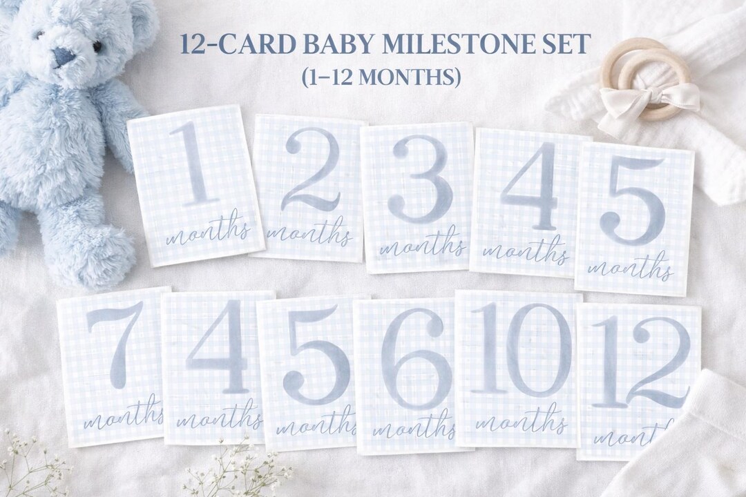 Baby Monthly Milestone Cards 1–12 Months, Digital Download, First Year ...