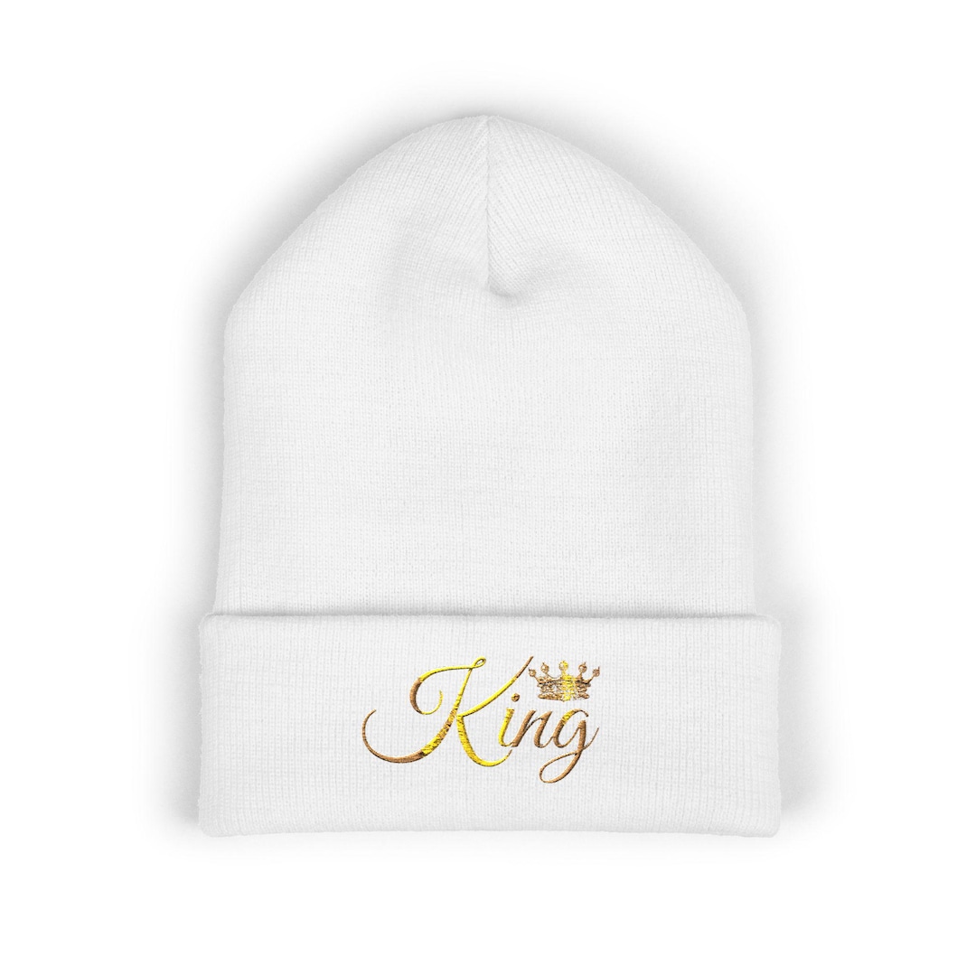 Script Crown King Script With Crown Beanie | Embroidered Cuffed Beanie - Etsy