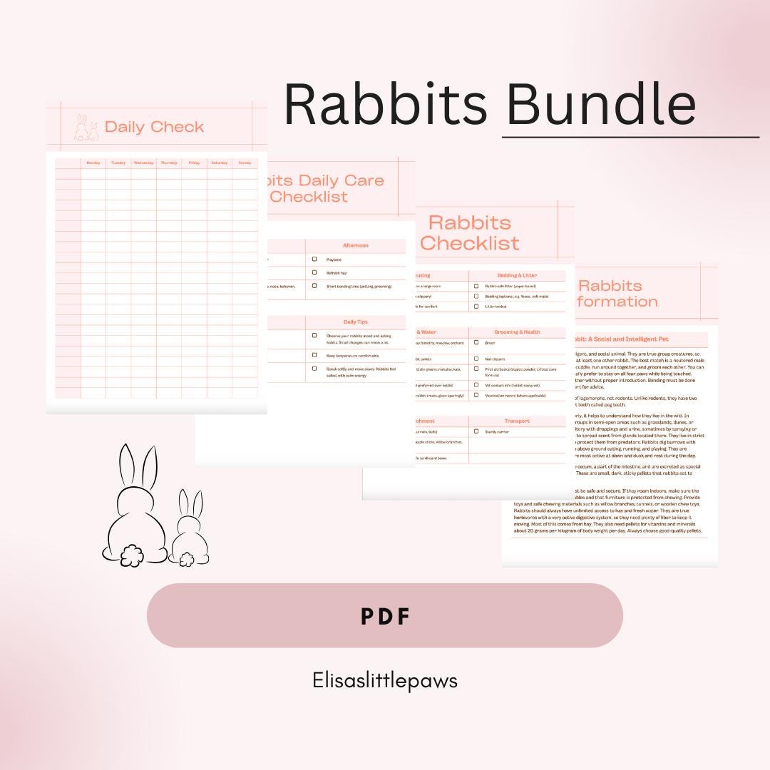 Checklist Information Bundle Rabbits - Etsy