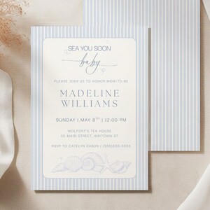 Sea You Soon Baby Shower Invitation Template | Classic Coastal Editable ...