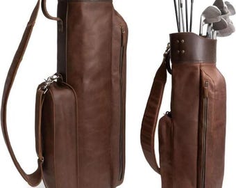 Handcrafted Vintage Leather Golf Bag – Classic 36” Tall Carry with Handle