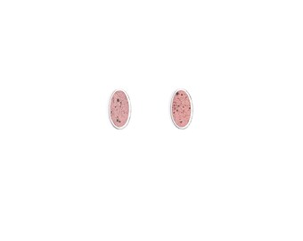 Sterling silver earrings, pink earrings, concrete earrings, oval modern earrings, studs earrings, minimalist earrings, handmade jewelry