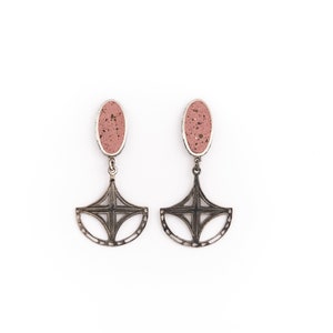 Pendientes de plata de ley, pendientes rosas, pendientes de hormigón, pendientes boho, pendientes grandes, joyas hechas a mano, joyas únicas, joyas audaces