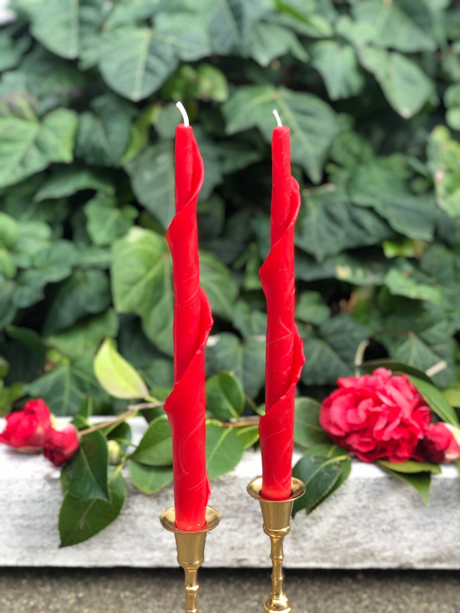Red Taper Beeswax Candle with Chantilly Lace Design Etsy