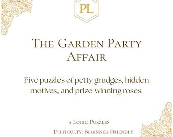 Garden Party Affair Grid Logic Puzzles | 5 Cozy Mystery Brain Teasers (PDF Download)