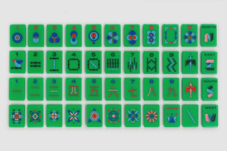 American Mahjong Set of 160 Tiles Green Minimalistic Design Luxury Tiles For Game Lovers image 1